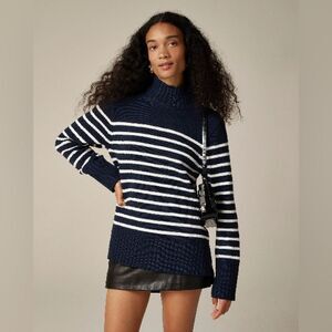 J. Crew Women’s Cotton Turtleneck Sweater in Stripe Size Medium NWT #CE701